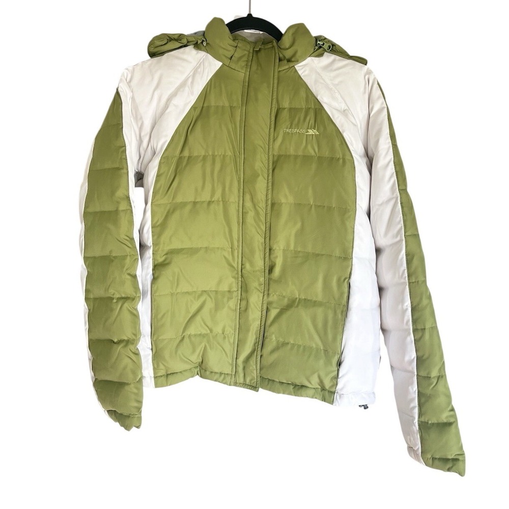 Trespass Down Winter Jacket Women's L Green Waterproof Ski Snowboard Hood Warm